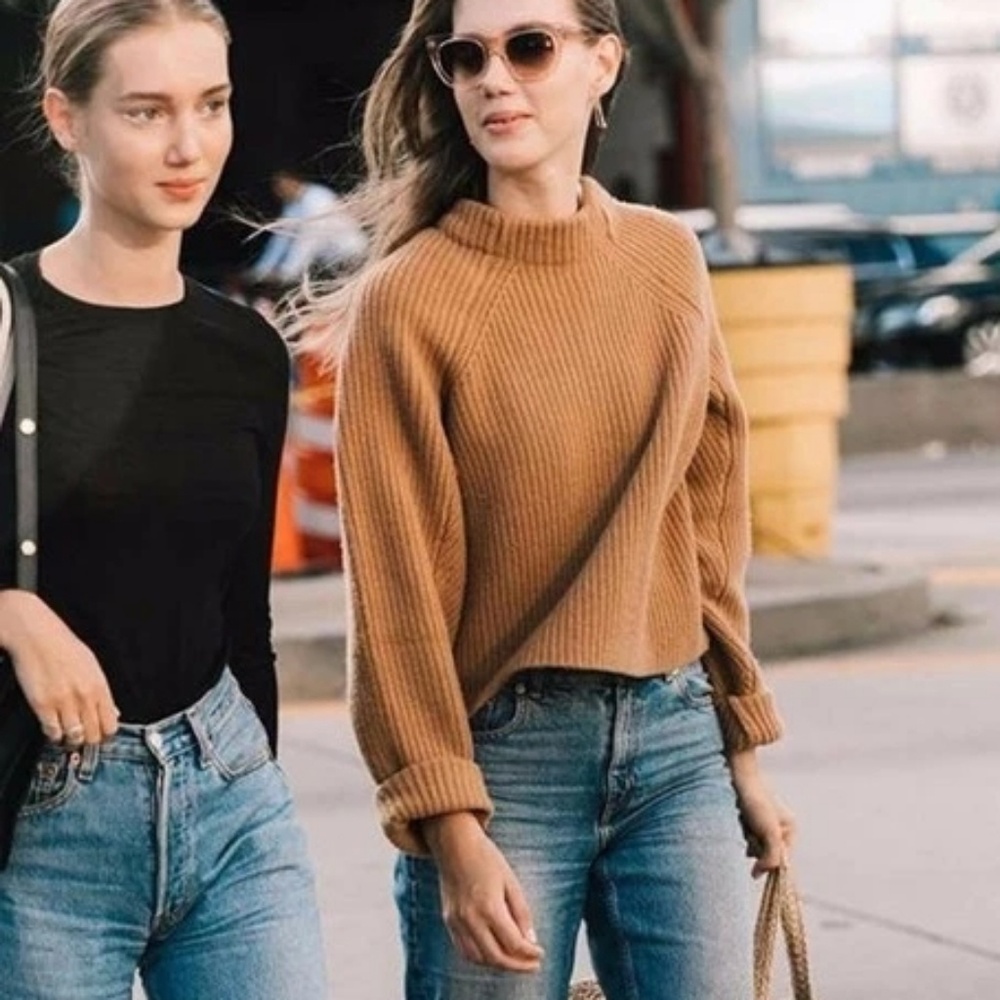 hm h&m trend mock neck ribbed wool sweater
